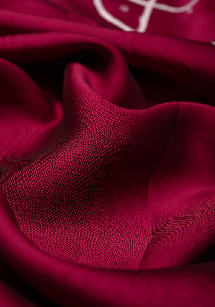 Magenta Georgette Saree with Rangoli Design Hand Painting on Pallu, No Blouse Piece
