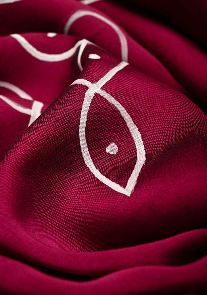 Magenta Georgette Saree with Rangoli Design Hand Painting on Pallu, No Blouse Piece