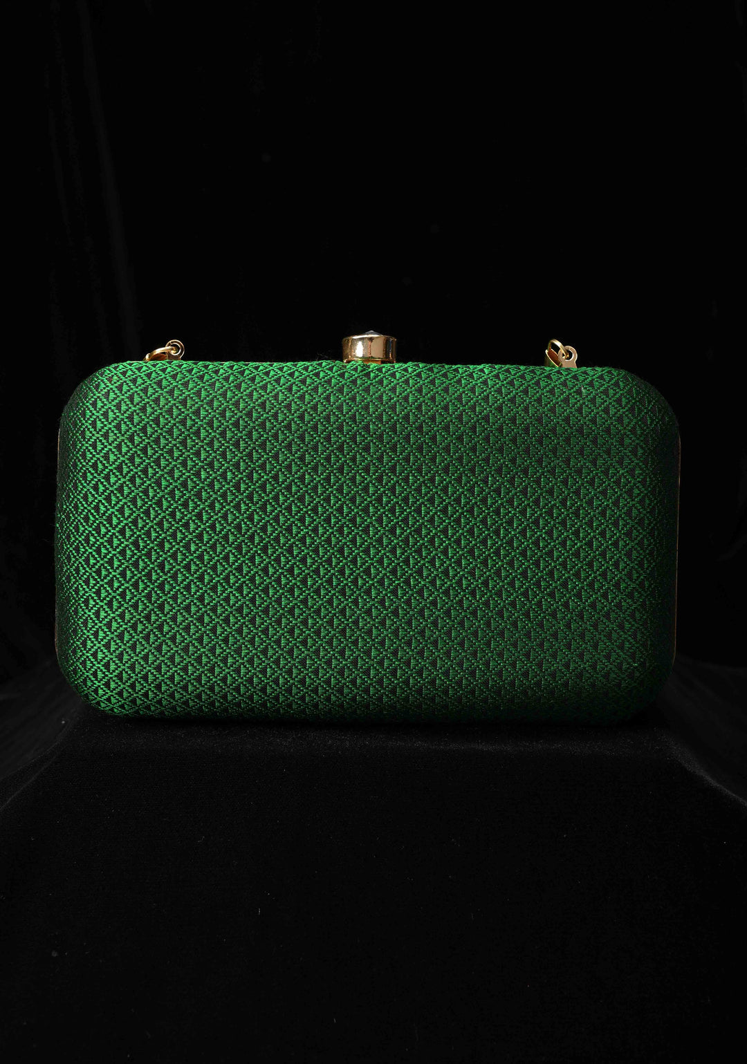 Clutch : Green Khana Silk Clutch with Zari Border