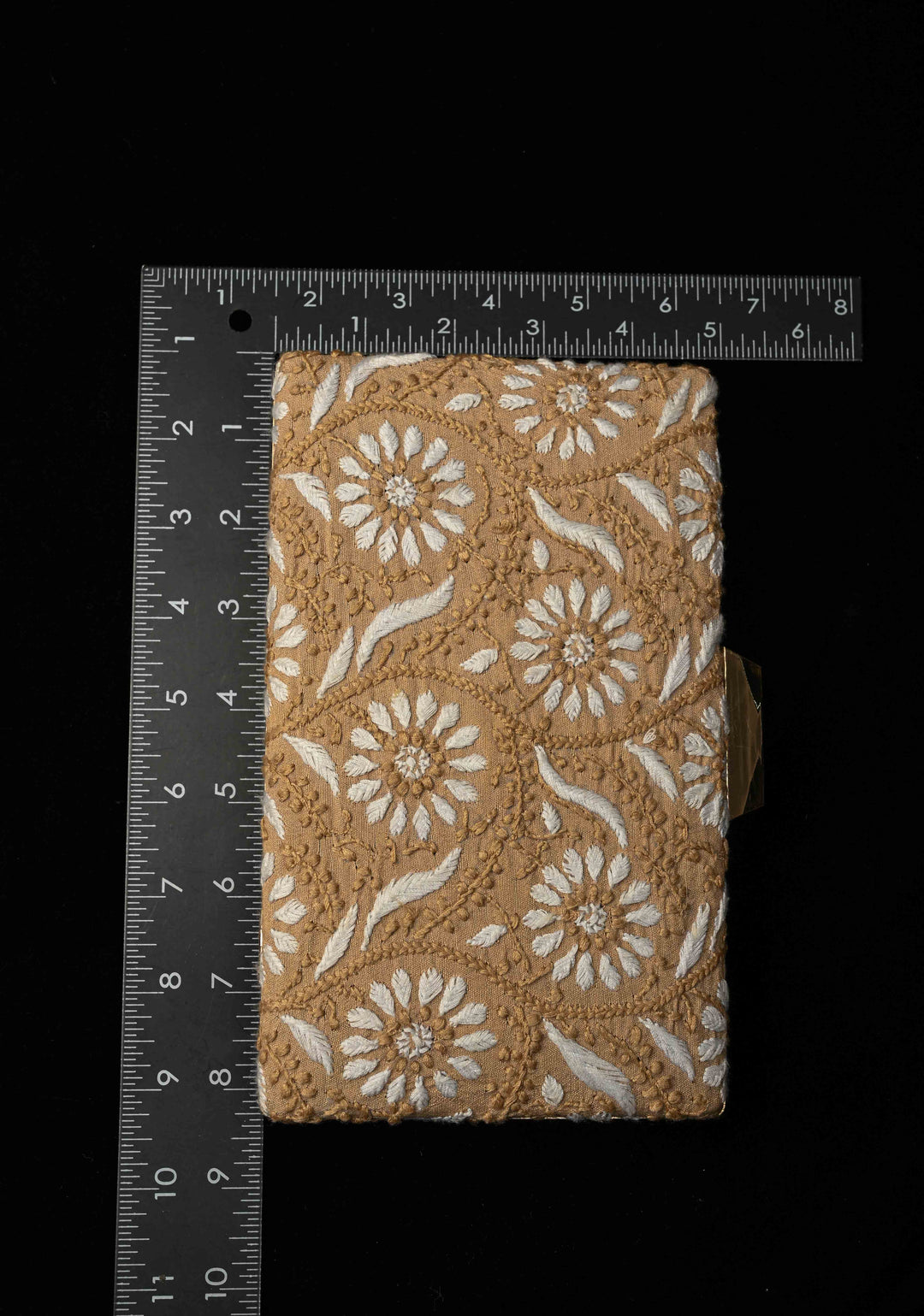 Clutch : Embroidered Daisy Clutch in Tan Color