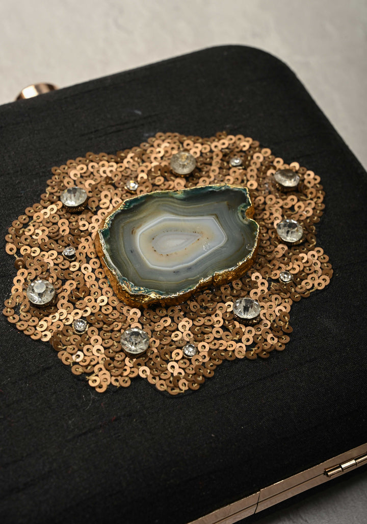 Clutch : Black Sequin and Stone Evening Clutch