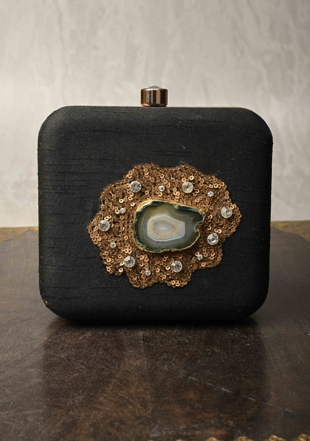 Clutch : Black Sequin and Stone Evening Clutch