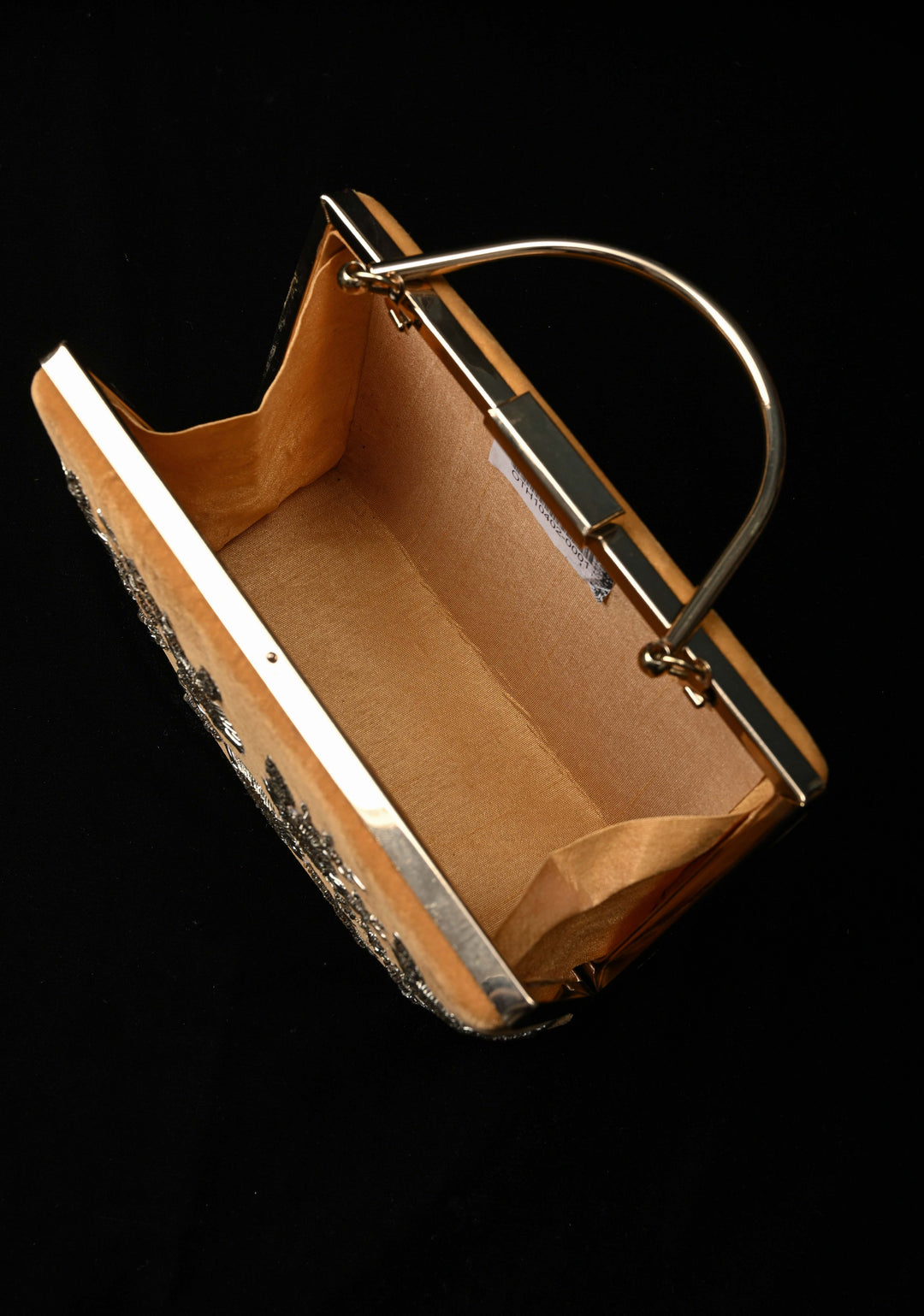 Clutch : Golden Gilded Garden Clutch with Cutdana and Zardozi Detailing