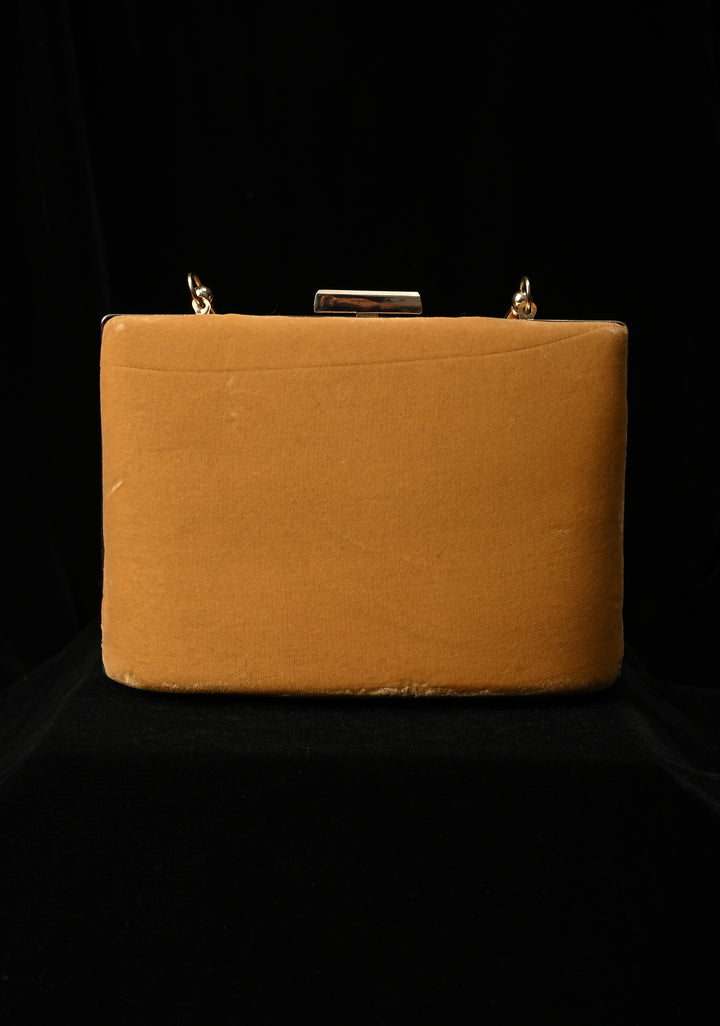 Clutch : Golden Gilded Garden Clutch with Cutdana and Zardozi Detailing