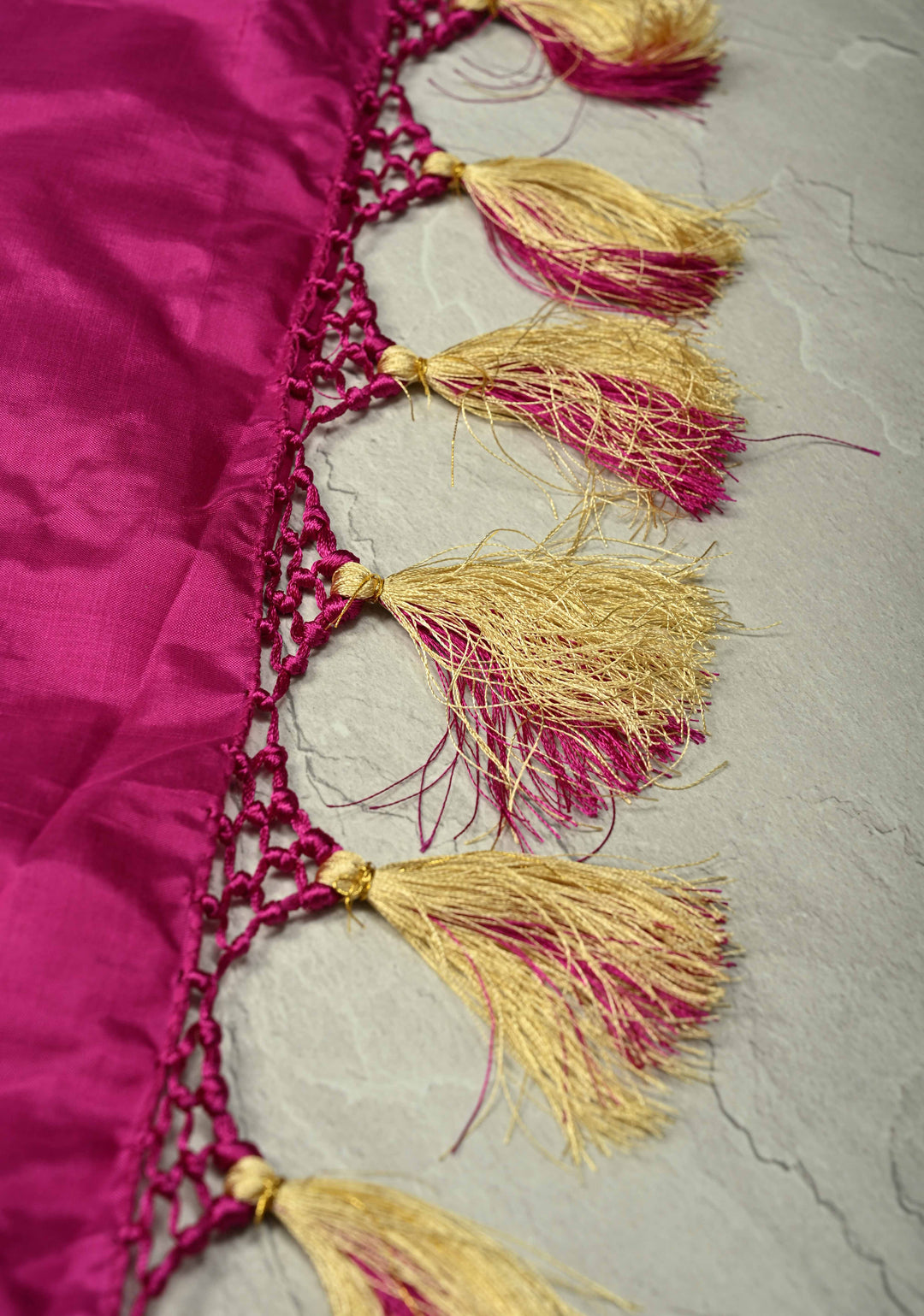 Orchid Berry Sequins, Cutdana, Moti work on Katan Silk Saree with Resham Buttis | SILK MARK CERTIFIED