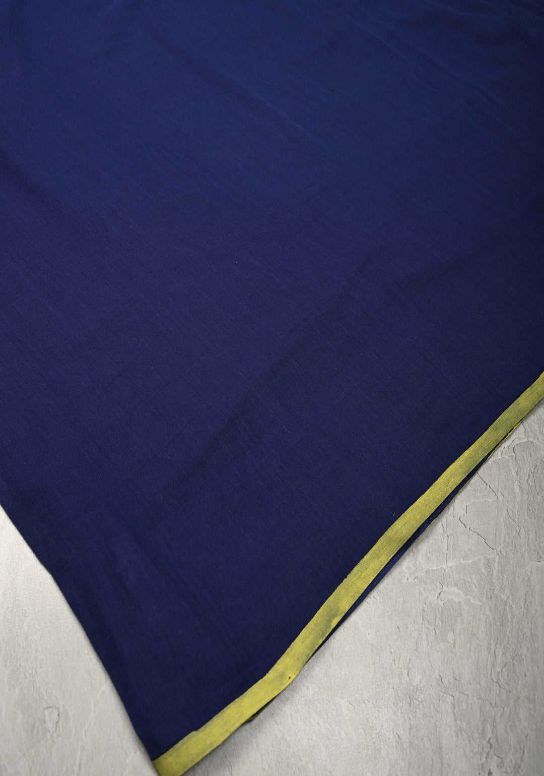 Navy Blue Mulmul Cotton Saree with tassels No Blouse piece