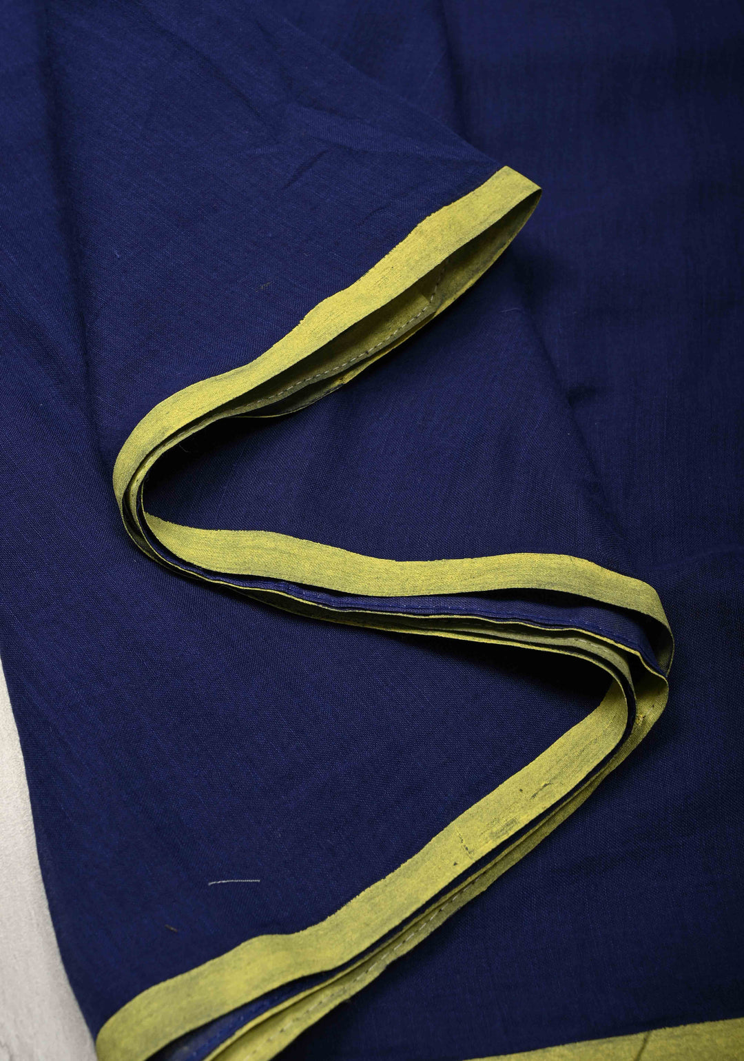 Navy Blue Mulmul Cotton Saree with tassels No Blouse piece