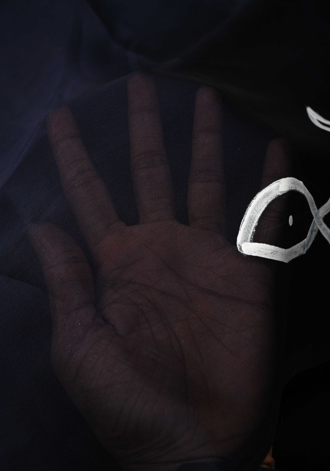 Deep Midnight Blue Shimmer Georgette Saree with Rangoli Hand Painted on Pallu , No Blouse Piece