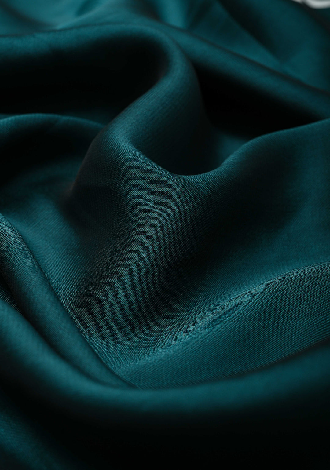 Teal Green Georgette Saree with Rangoli Design Hand Painting on Pallu, No Blouse Piece