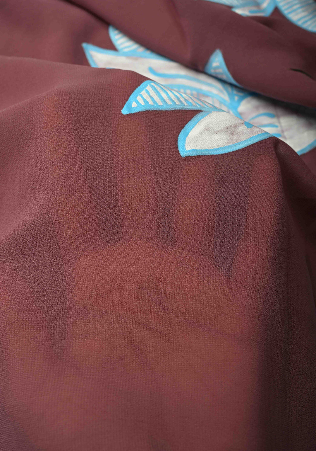 Fushia Pink Georgette Saree with Swan Hand Painting on Pallu, No Blouse Piece (Copy)