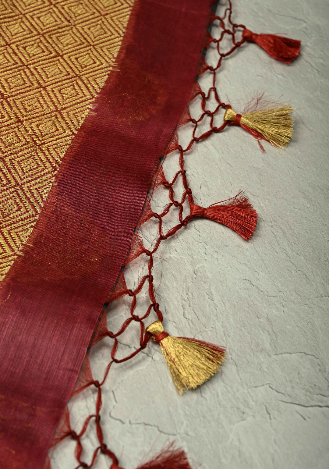 Forest Green Banarasi Linen Saree with Zari Buttas and Contrast Zari Border