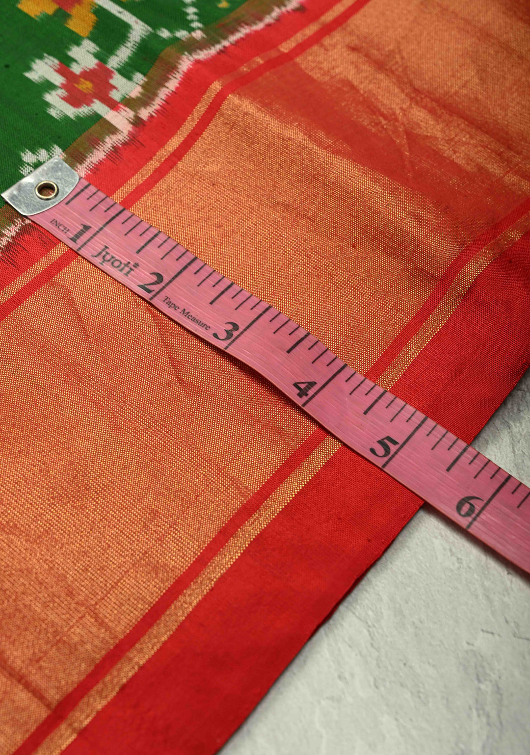 Bottle Green Pochampally Ikkat Pure Silk Saree with Geometric Design and Tissue Zari Border | SILK MARK CERTIFIED