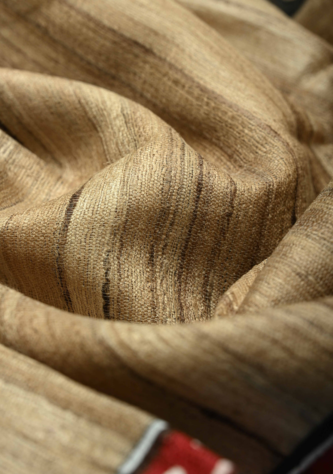 Natural Color Authentic Semi Ghicha Tussar Saree with Folk Tale Hand Painting