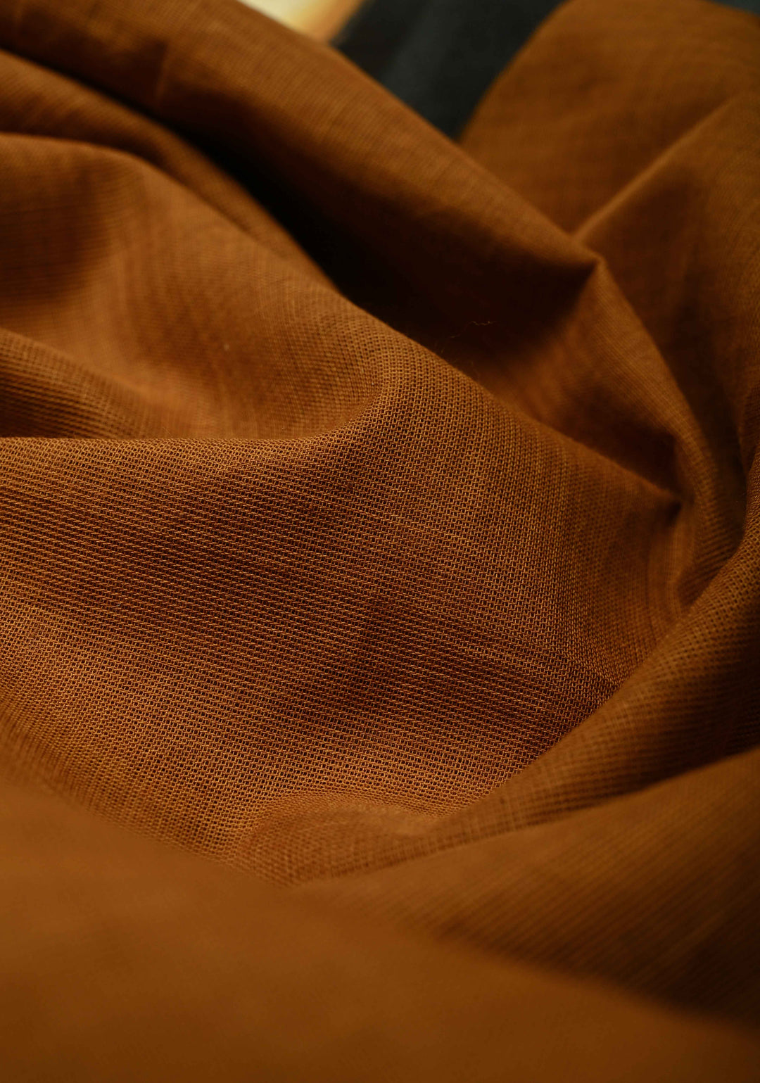 Camel Brown Chettinad Cotton Saree with Border and Bengali Lady Handpainting on Pallu, No Blouse Piece