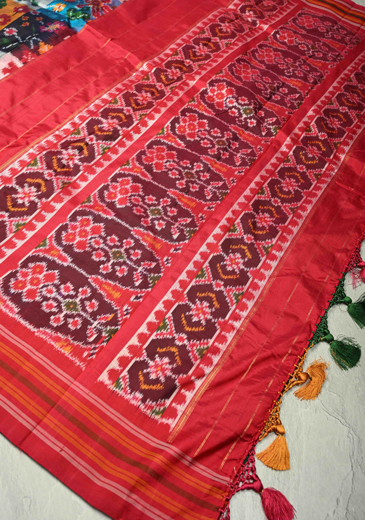 Multicolor Pochampally Ikkat Pure Silk Saree with Rangkaat Style and Stack Border | SILK MARK CERTIFIED