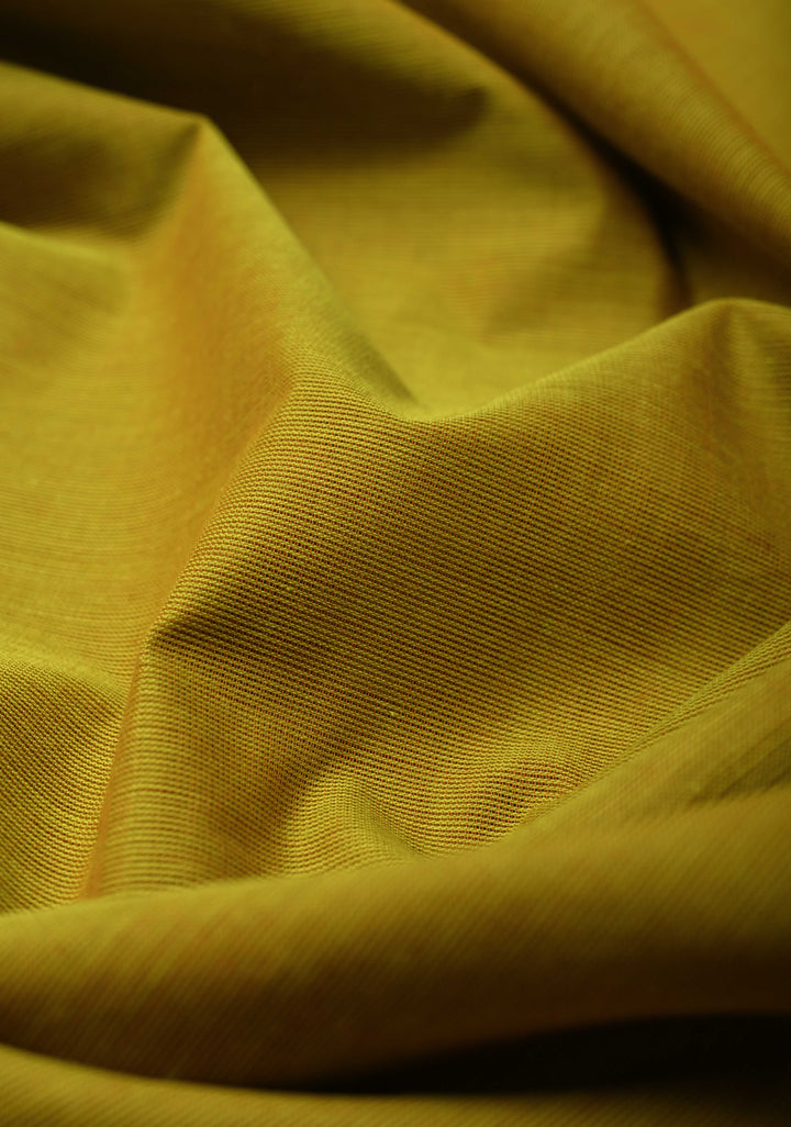 Methi Green Kanchi Cotton Saree with Ganga Jamuna Zari Border, No Blouse piece