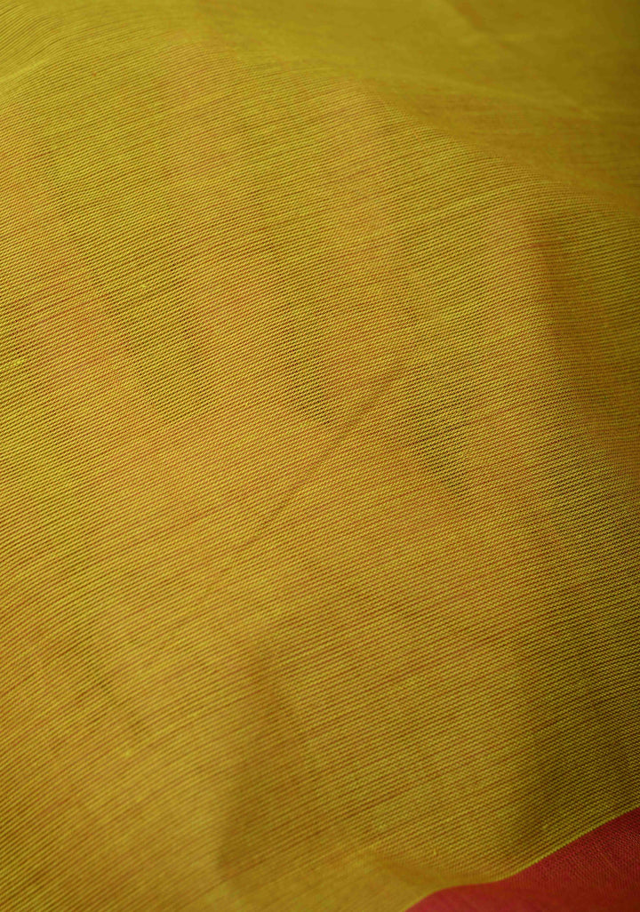 Methi Green Kanchi Cotton Saree with Ganga Jamuna Zari Border, No Blouse piece