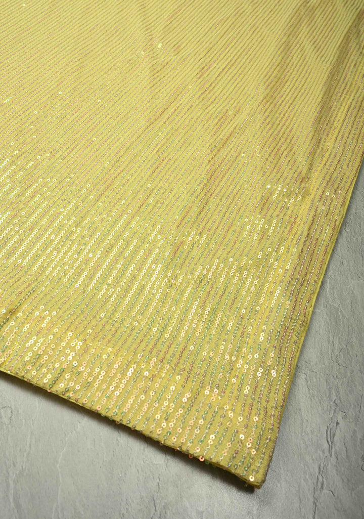 Sequin on net Saree in Butter Yellow