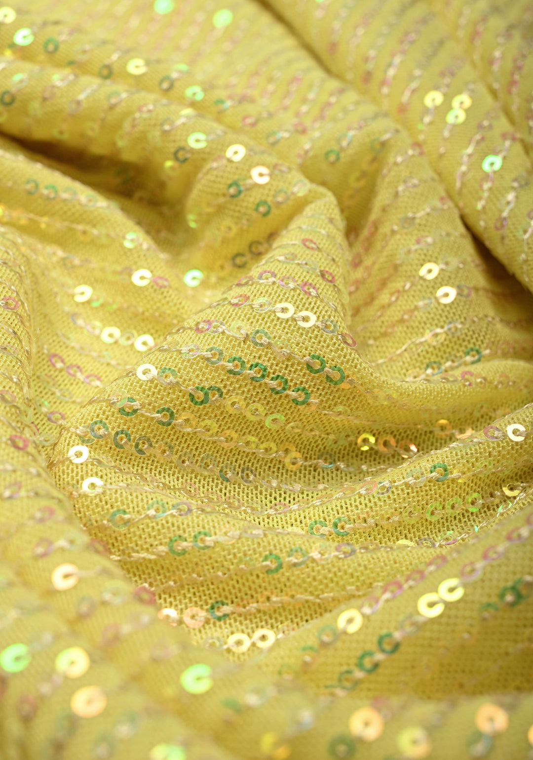 Sequin on net Saree in Butter Yellow