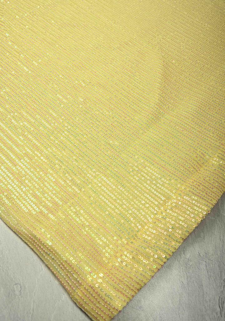 Sequin on net Saree in Butter Yellow