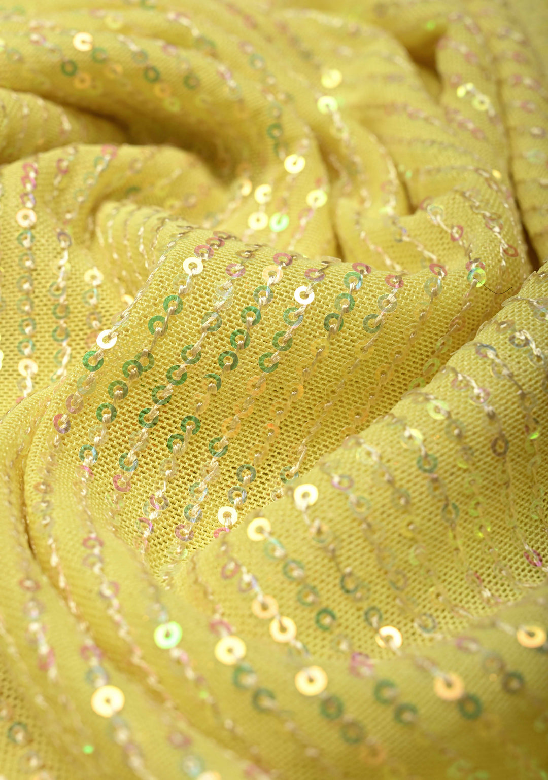 Sequin on net Saree in Butter Yellow