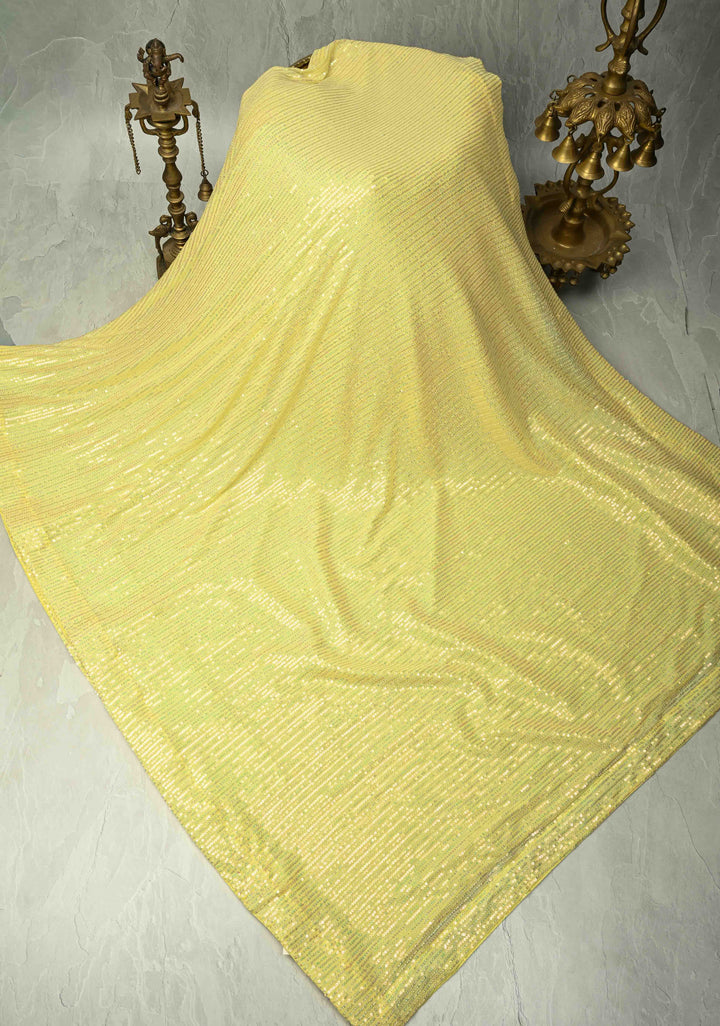 Sequin on net Saree in Butter Yellow