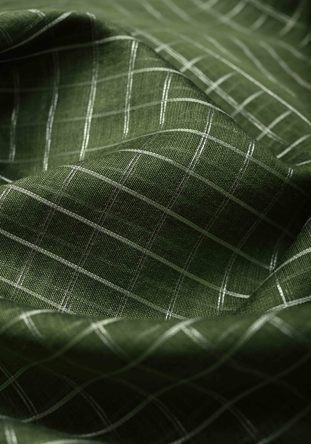 Pistachio Green Semi Kora Banarasi Saree with Siver Zari Checks and Wide Zari Border | SHOBITAM