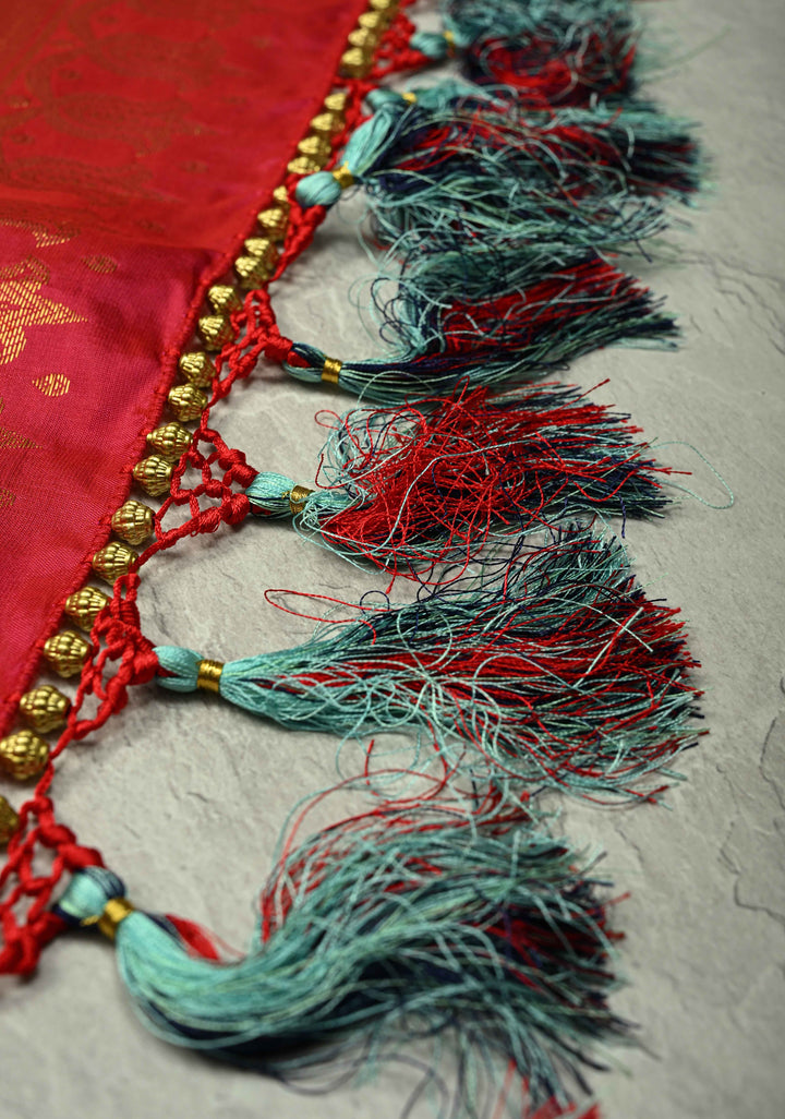 Deep Ink Purple Kanjivaram Silk Saree with Floral Zari Buttis and Contrast Ganga Jamuna Border | SILK MARK CERTIFIED