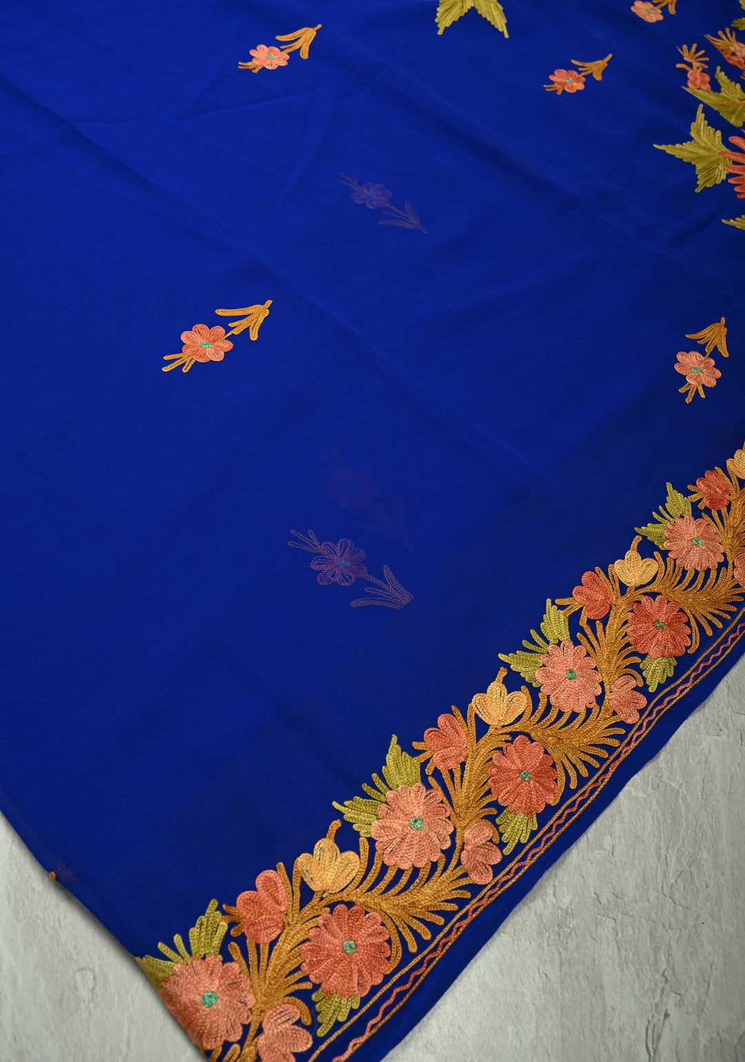 Forest Green Kashmiri Aari Georgette Saree with Floral Embroidery (Copy)