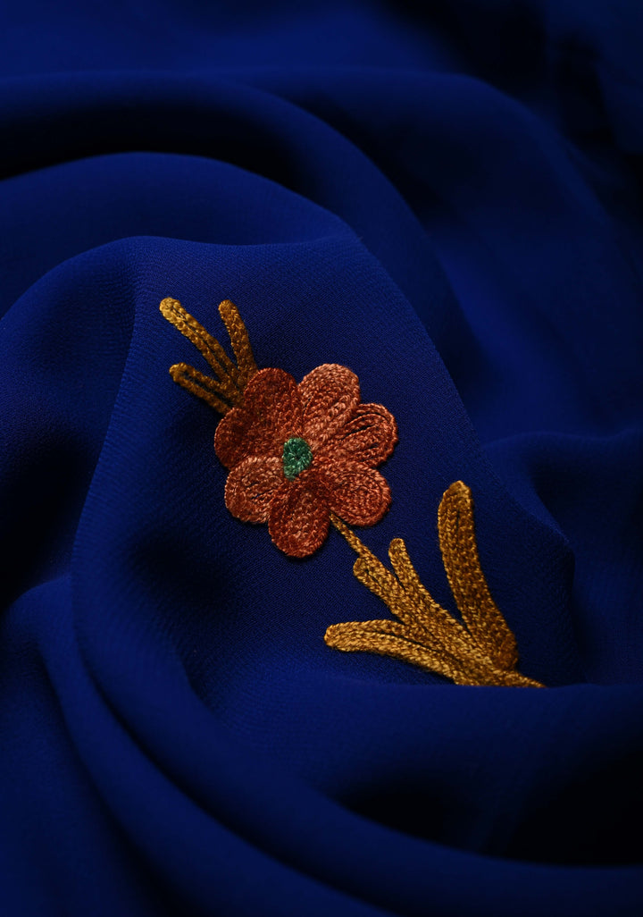 Forest Green Kashmiri Aari Georgette Saree with Floral Embroidery (Copy)