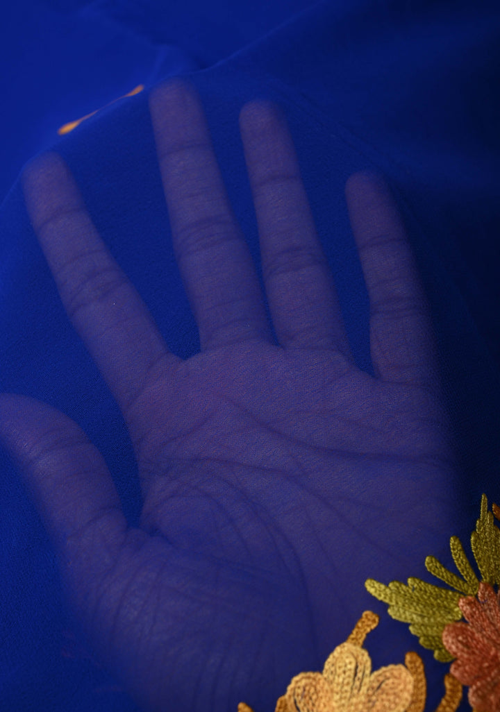 Forest Green Kashmiri Aari Georgette Saree with Floral Embroidery (Copy)