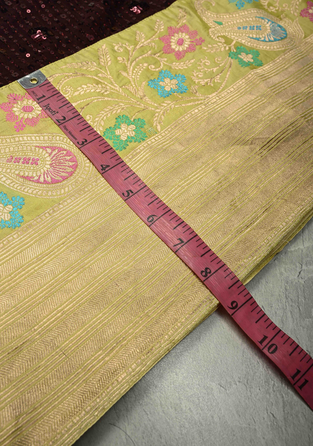 Kanchana tone on tone Sequin on Net Fusion Saree with Two Side Banarasi Pure Silk Border and Pallu