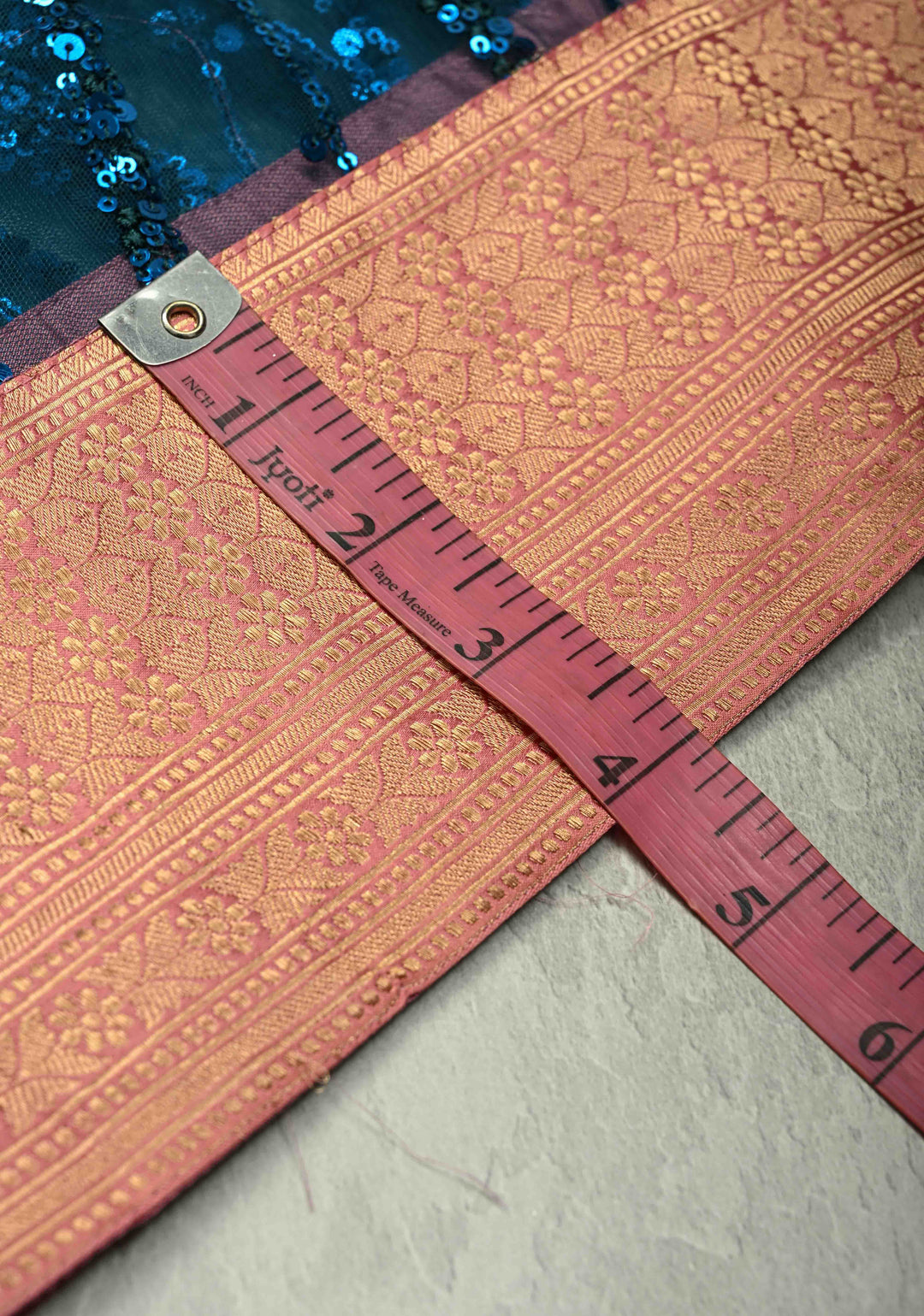 Peacock Blue tone on tone Sequin on Net Fusion Saree with Two Side Banarasi Pure Silk Border and Pallu