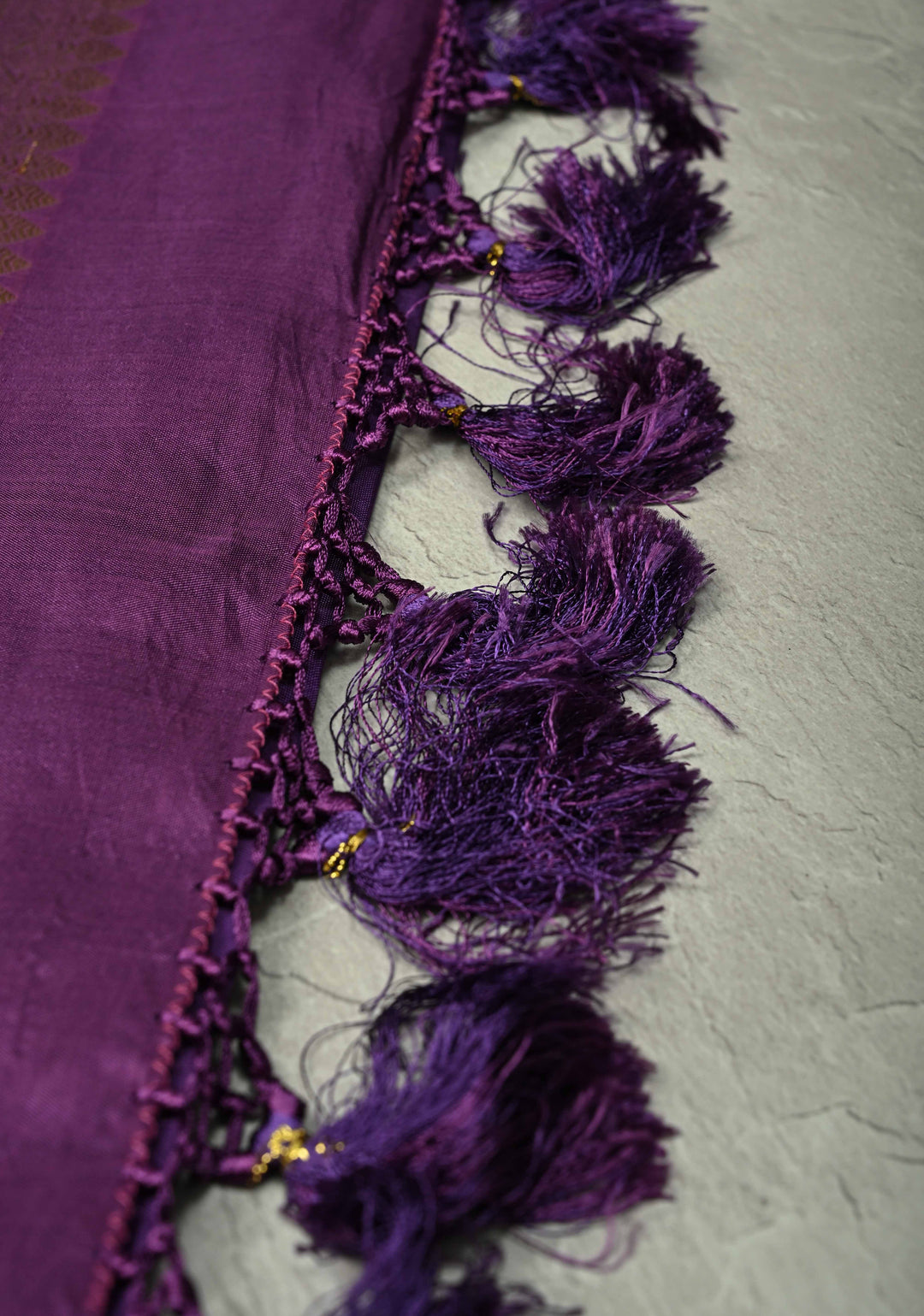 Deep Purple Kanjivaram Silk Saree with Zari Motifs and Zari Border | SILK MARK CERTIFIED