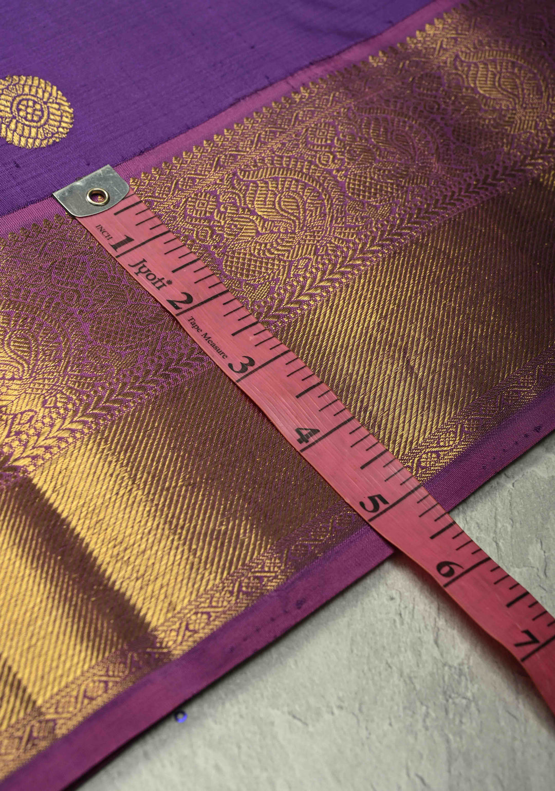 Deep Purple Kanjivaram Silk Saree with Zari Motifs and Zari Border | SILK MARK CERTIFIED