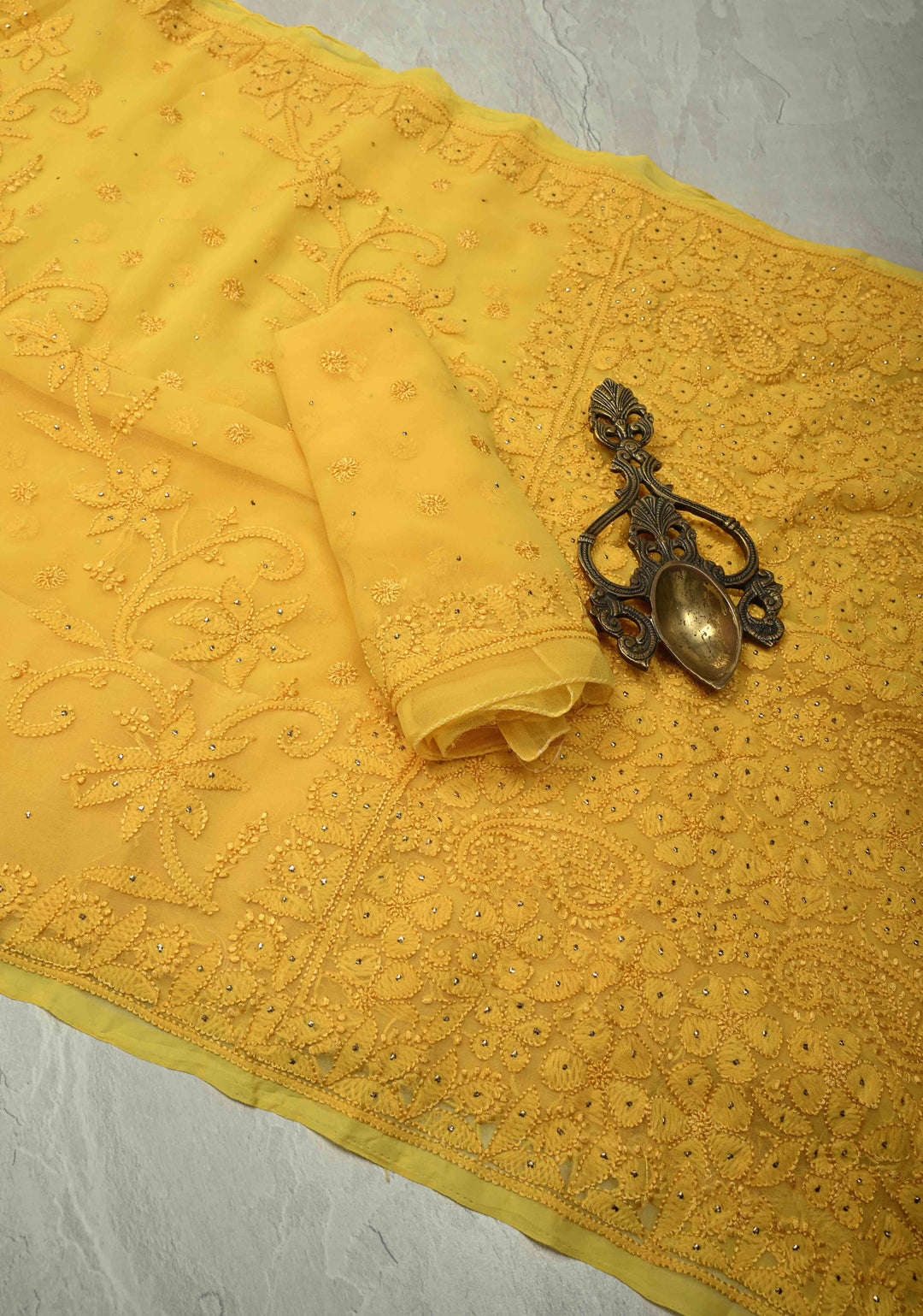 Gray Georgette Saree with Hand Chikankari tone on tone work (Copy)