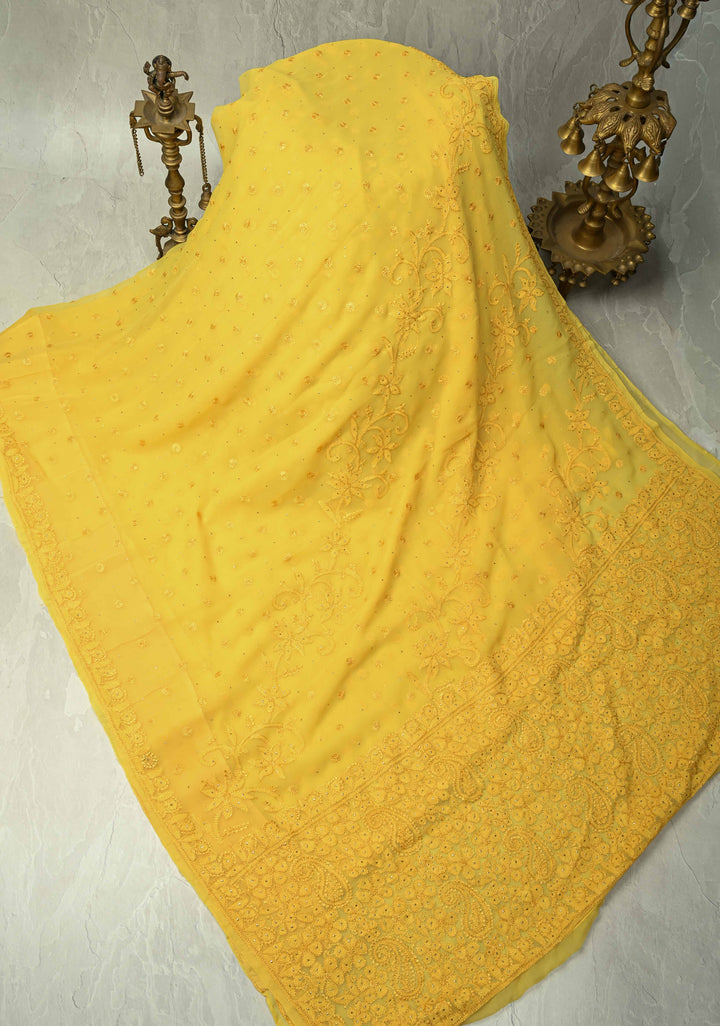 Gray Georgette Saree with Hand Chikankari tone on tone work (Copy)