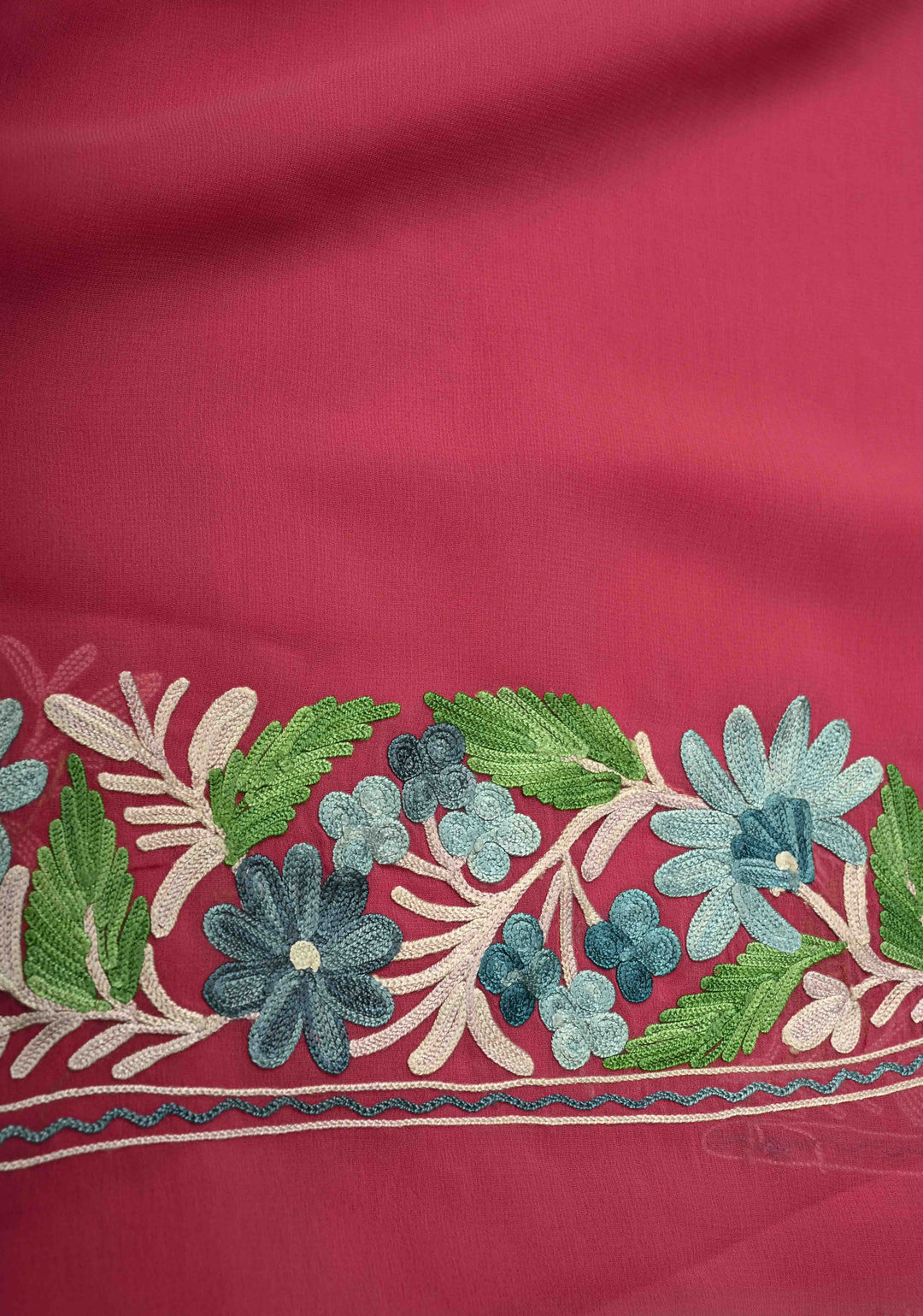 Ink Purple Kashmiri Aari Georgette Saree with Floral Embroidery (Copy)