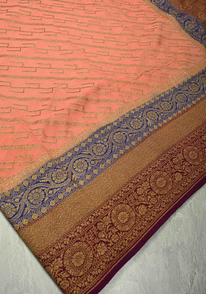 Exquisite Yellow Banarasi Georgette Silk Saree with Antique Zari Geometric Pattern and Zari Border | SILK MARK CERTIFIED (Copy)