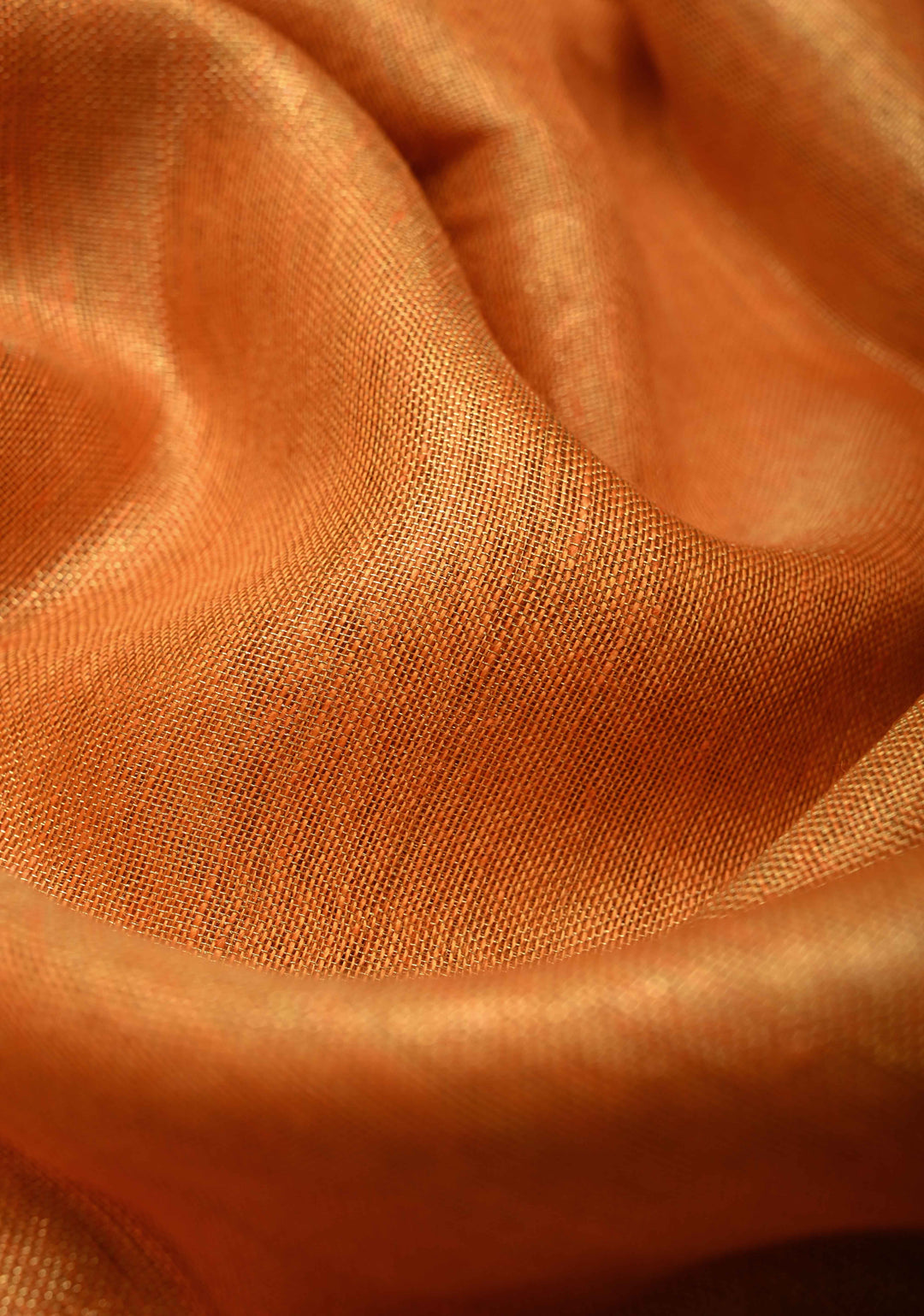 Orange Tissue Linen Saree with Zari Border