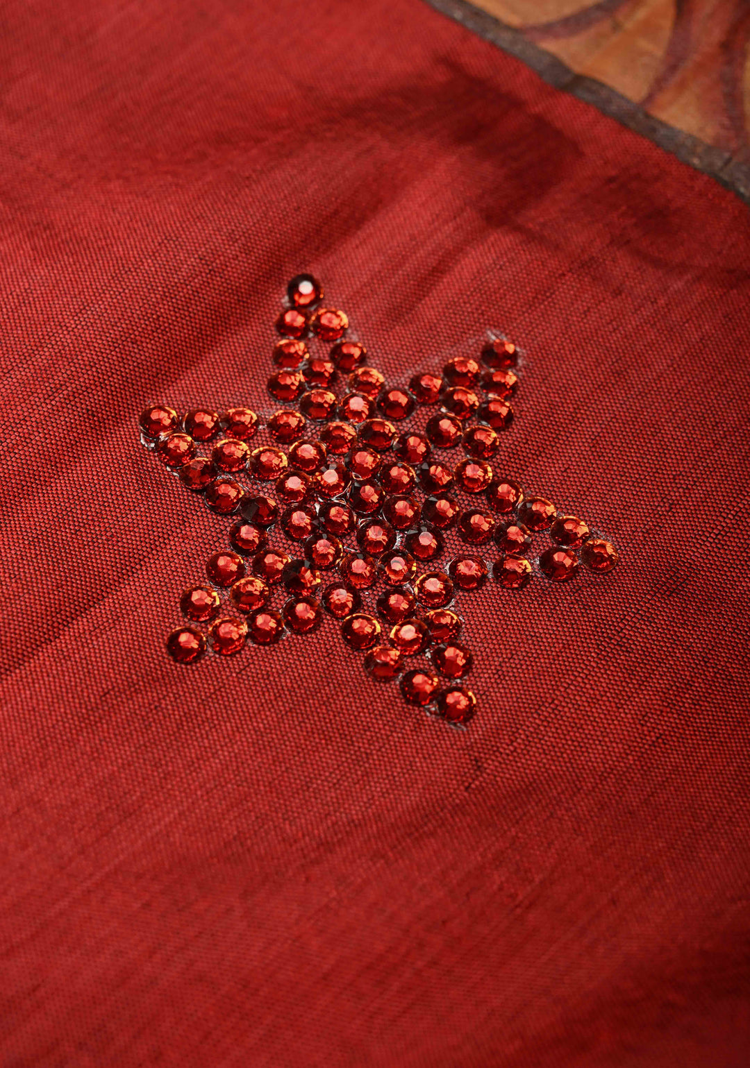 Maroon Stone work on Pure Silk Saree with Hand-Painted Damayanti and The Hamsa Motif | SILK MARK CERTIFIED | SHOBITAM