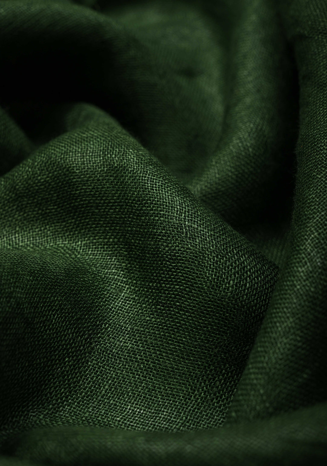 Forest Green Pure Linen by Linen Saree with Wide Zari Border