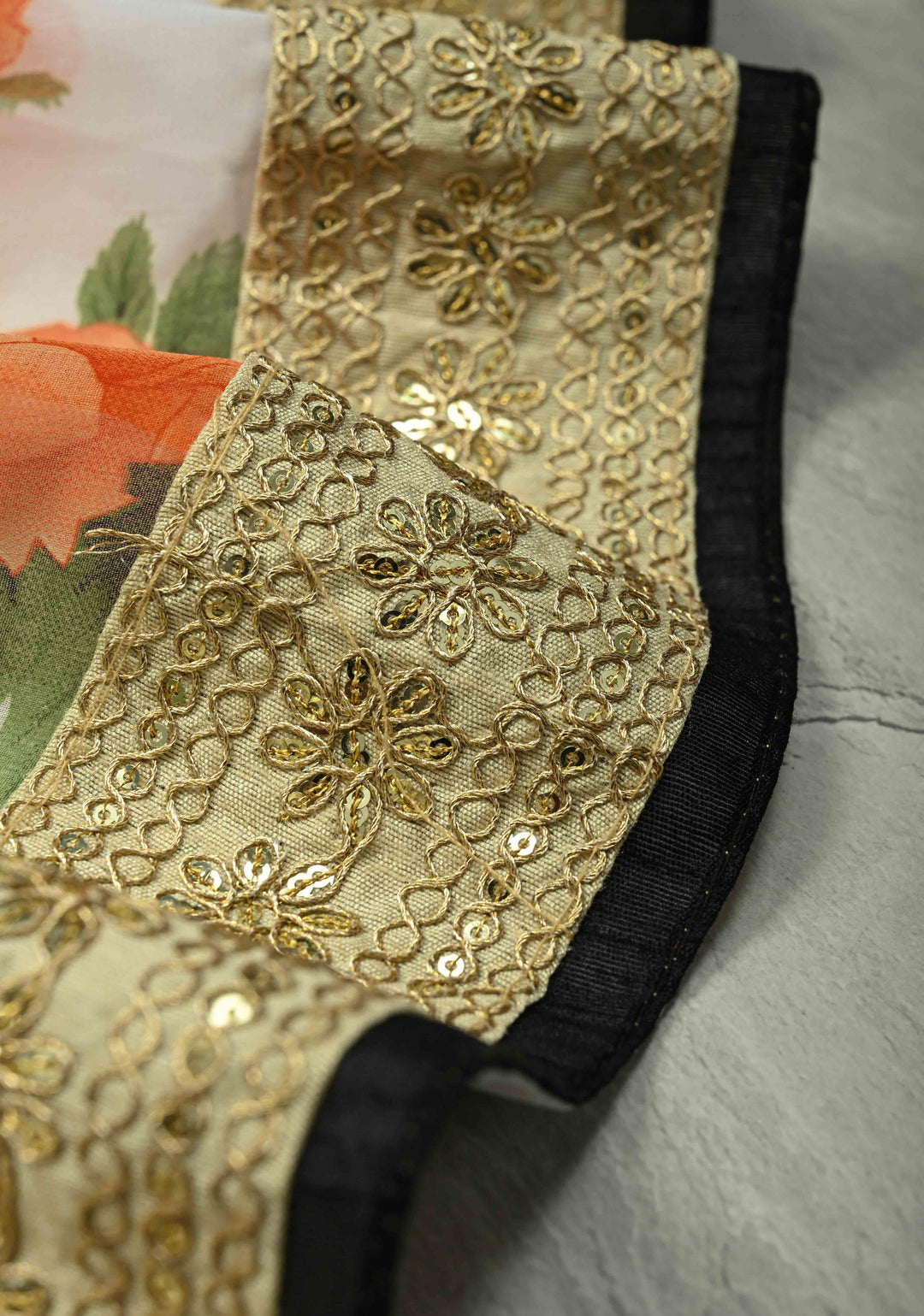 Off White Georgette Saree with Blossom Rose Floral Digital Print with Lace Border, No Blouse Piece (Copy)