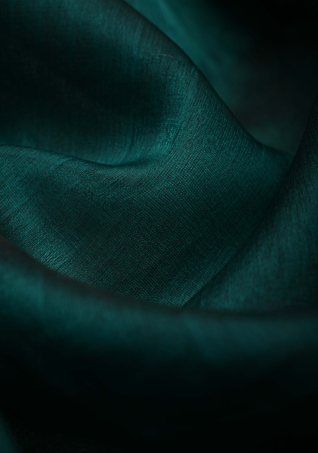 Pocket Sequins Woven on Pure Matka Muslin Saree in Dark Teal and Minimal Zari Border