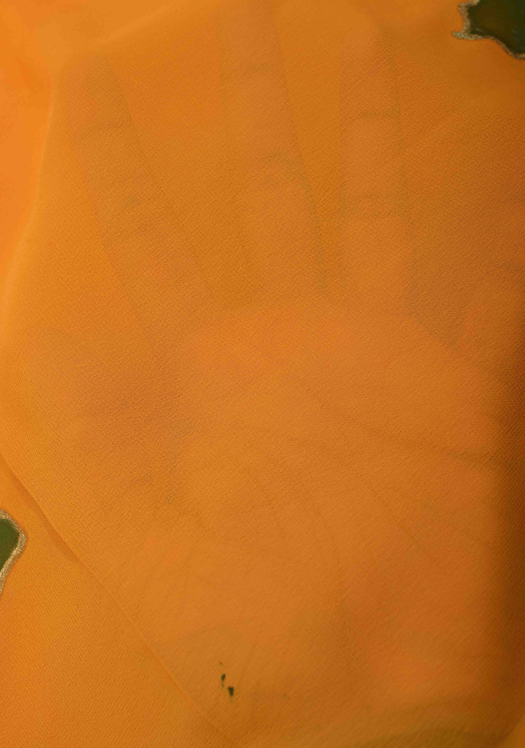 Mustard Yellow Georgette Saree with Blooming Rose Hand Paintting and silk tassels