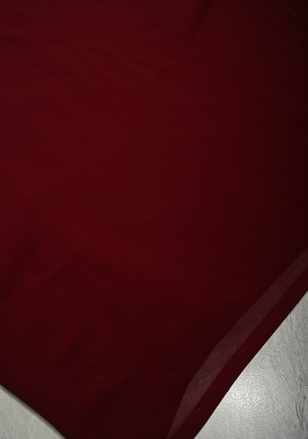 Garnet Georgette Saree with Lotus and Fish Hand Madhubanai Style Handpainting, No Blouse Piece