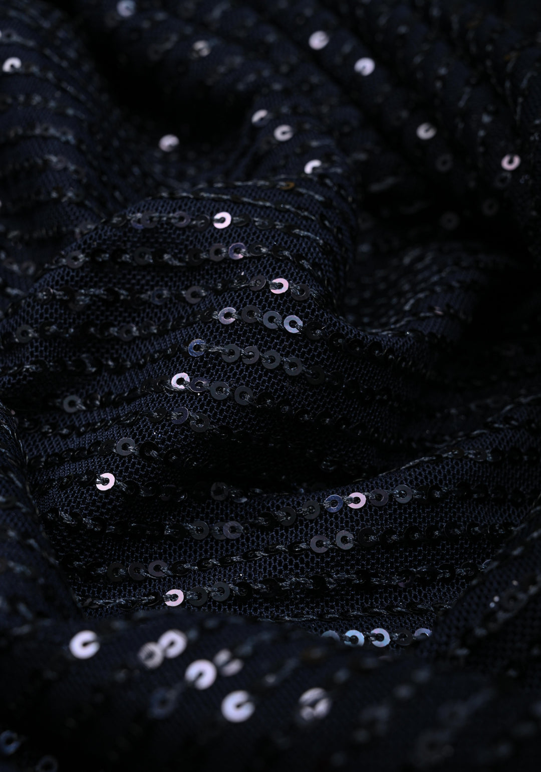 Deep Navy Blue Full Sequins Embellished on Net Saree | SHOBITAM