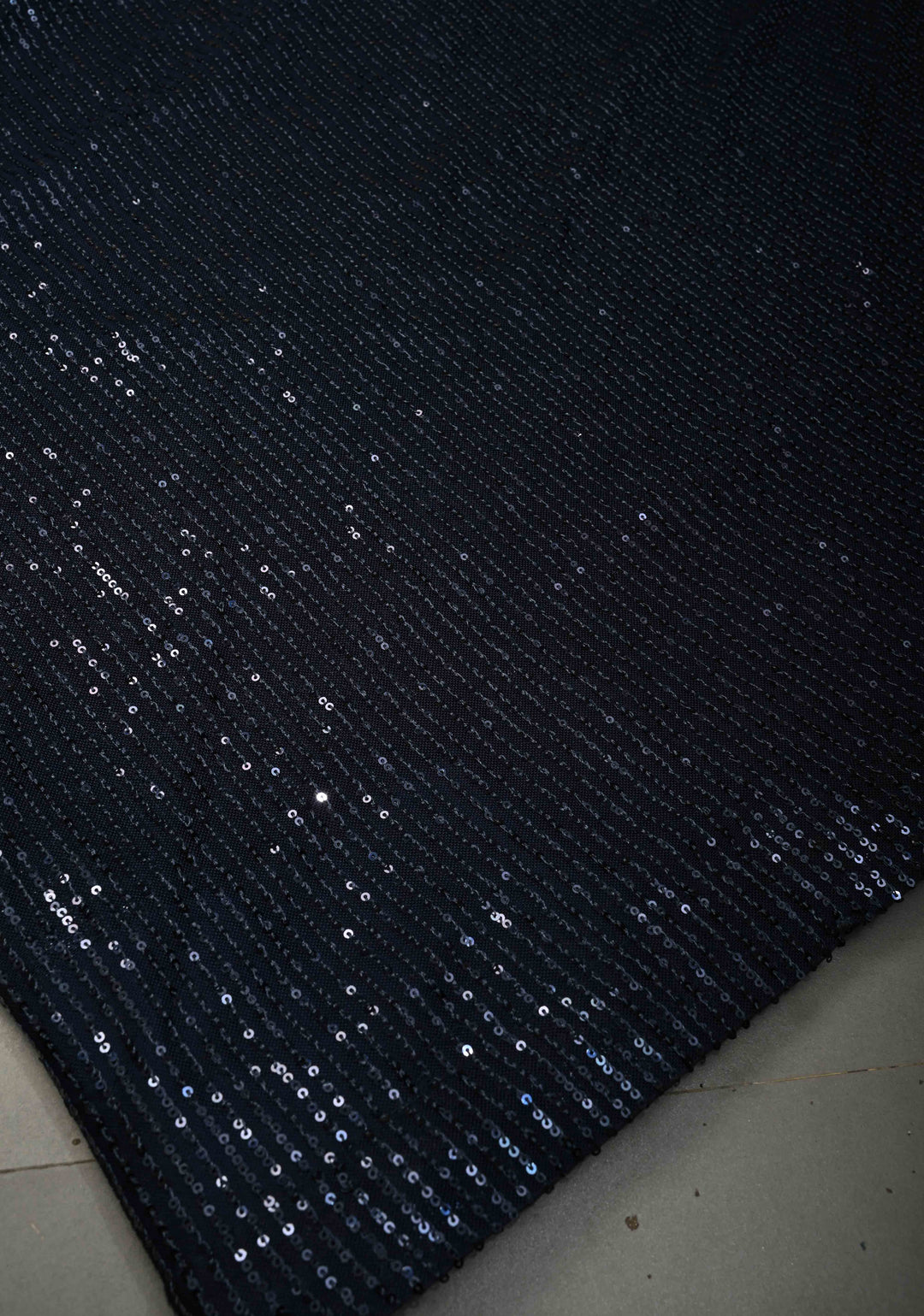 Deep Navy Blue Full Sequins Embellished on Net Saree | SHOBITAM