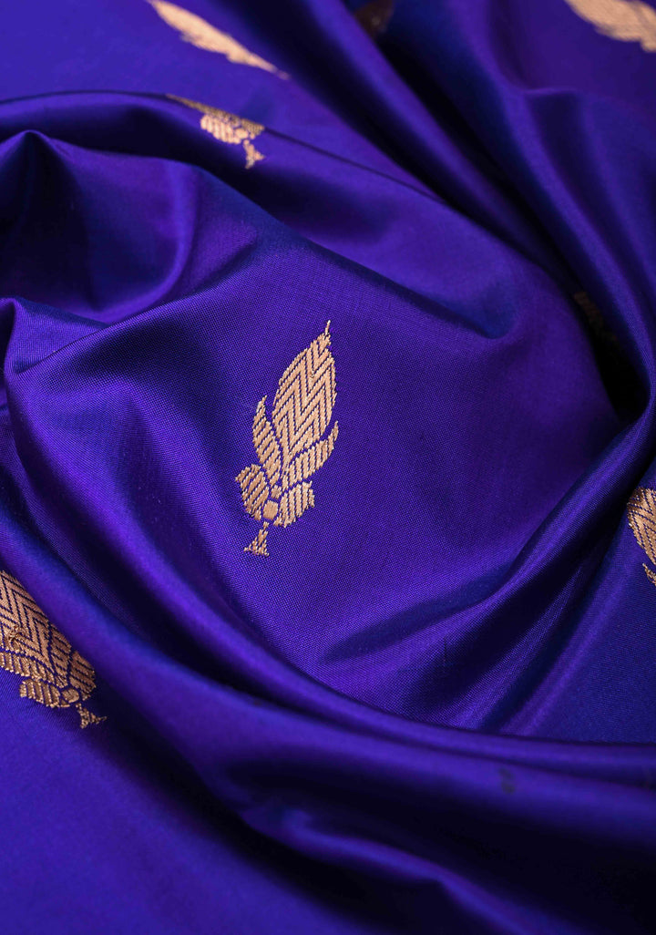 Ink Purple Banarasi Katan Silk Saree with Floral Butta And Meenakari Zari  Border | SILK MARK CERTIFIED