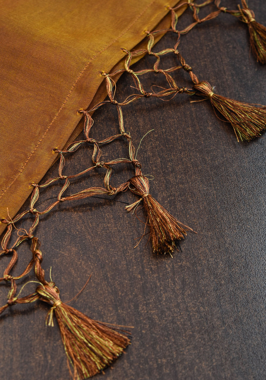 Banarasi Kora Silk Organza  Saree in Methi Brown Dual Tone with Alfi Floral Motifs | Silk Mark Certified